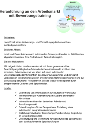 Modul1-281x400 Maßnahmen zur Aktivierung und beruflichen Eingliederung